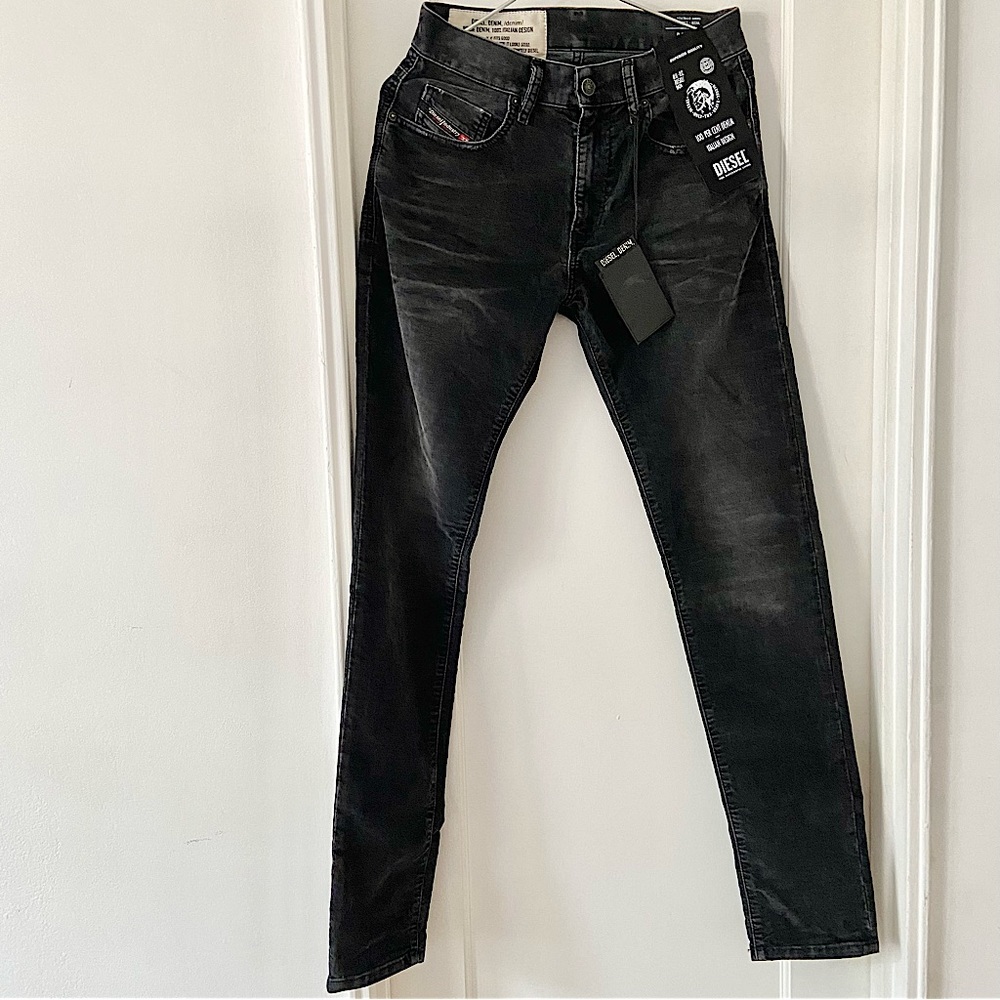Diesel D-Strukt Black Corduroy Slim Jeans